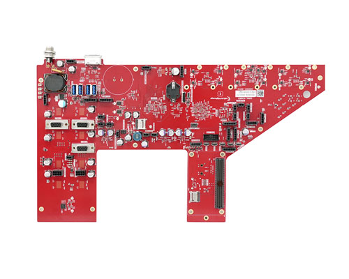Real populated interface PCBA used as a representative medical instrumentation assembly route