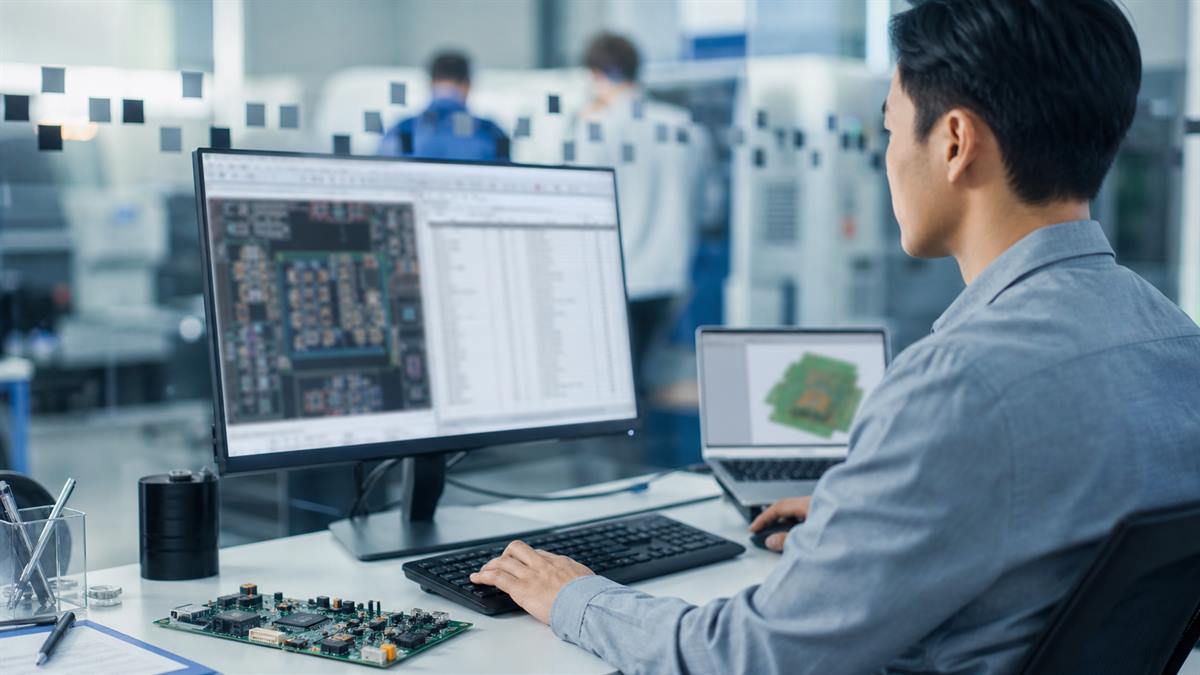 Engineer reviewing PCB design files and board data before quotation