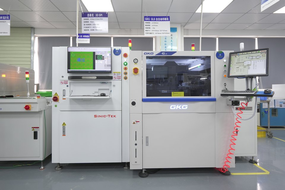 Solder paste printing and 3D SPI equipment in a PCBA production line