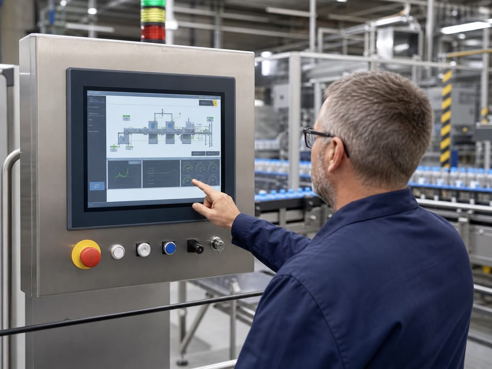 Industrial operator interface representing precision instrument and control equipment