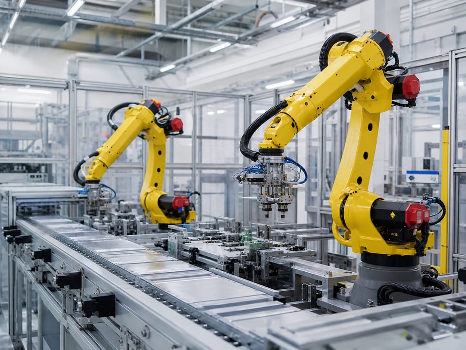 Industrial robotic arms representing robot and cobot electronics