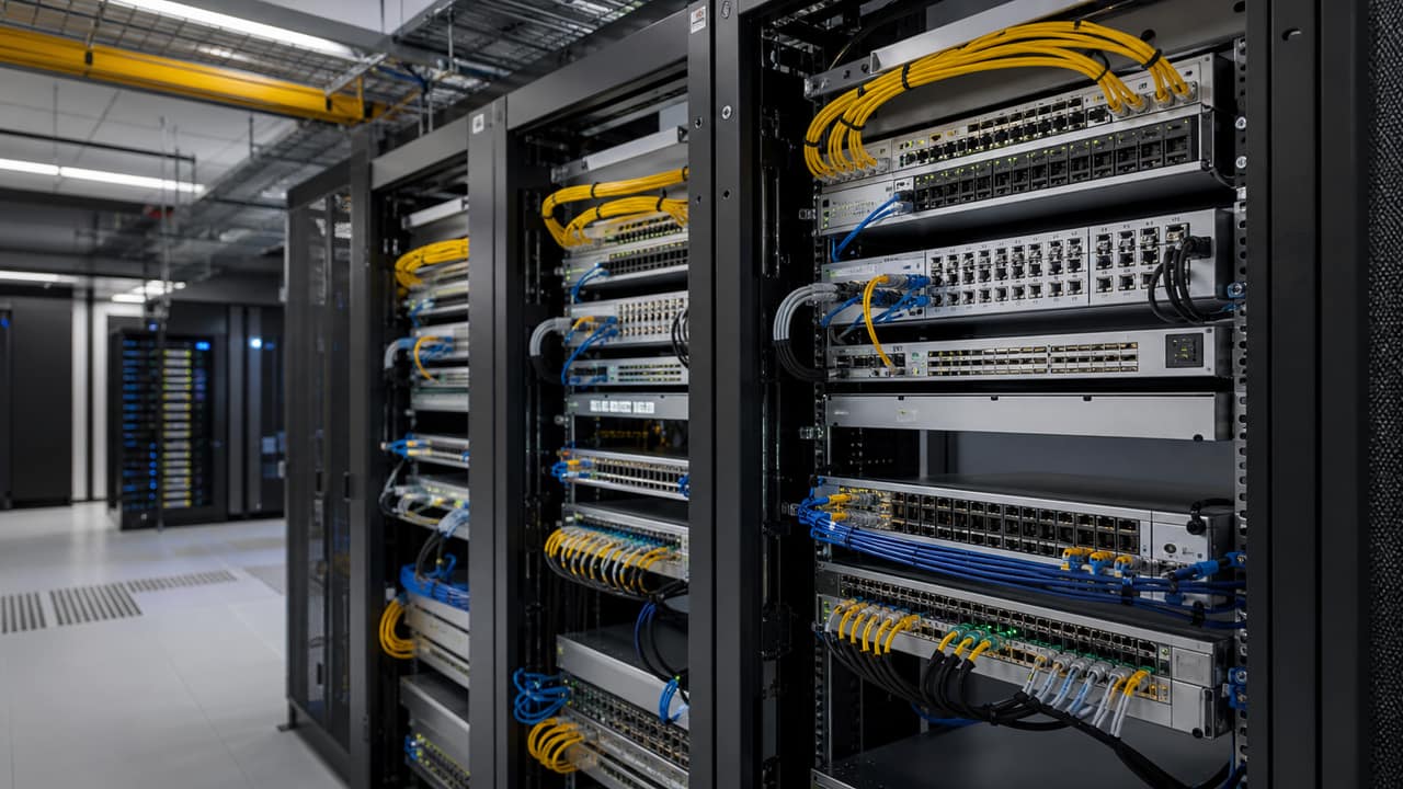 Network switching and routing equipment in server racks