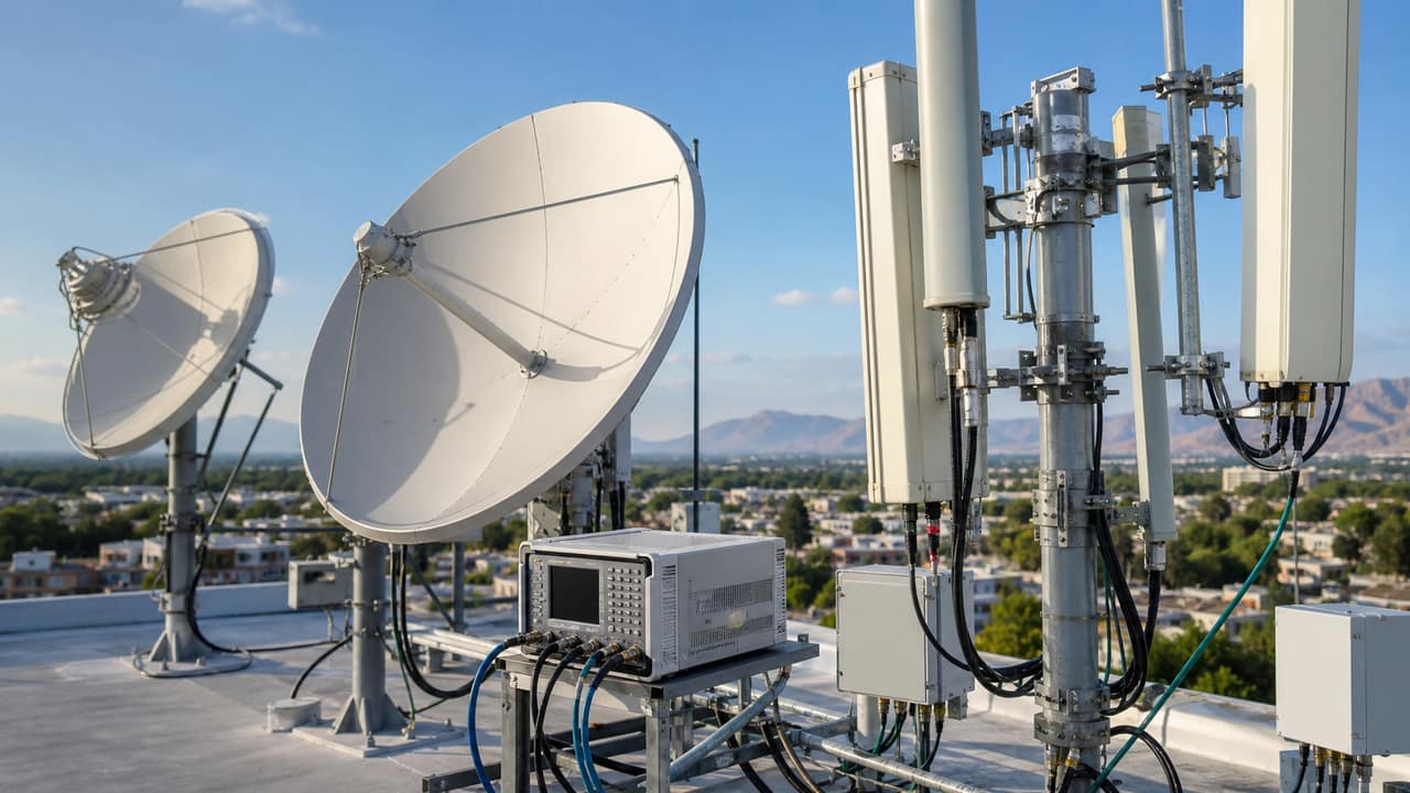RF microwave antenna testing in an engineering laboratory