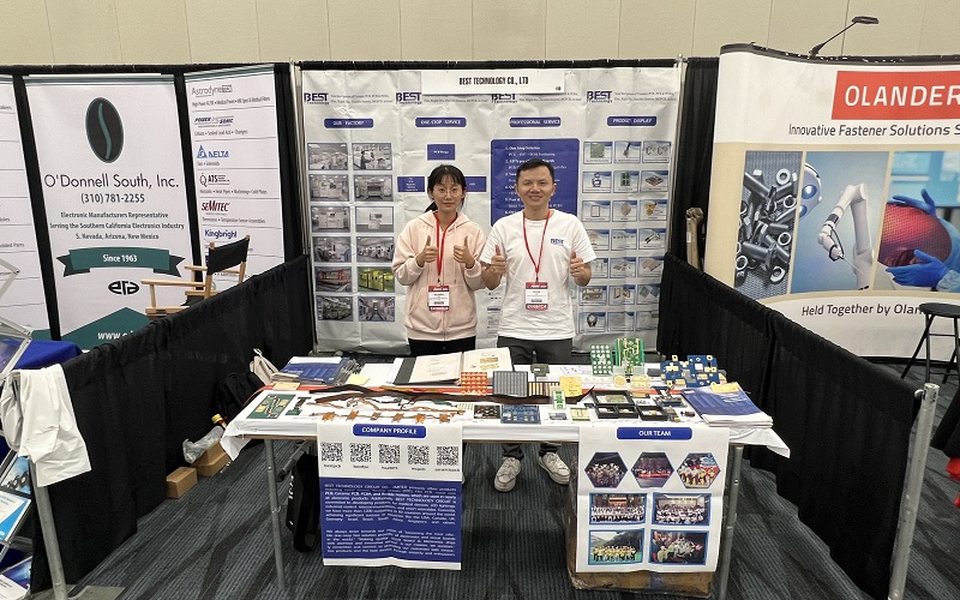 EBest PCBA team presenting PCB and PCBA capabilities at the PCB West exhibition booth