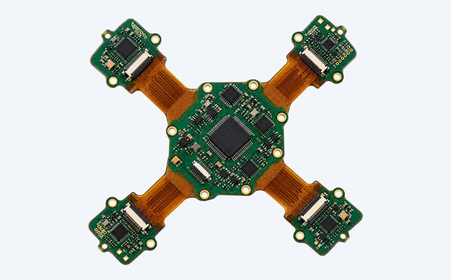 Representative high-density rigid-flex PCB with multiple rigid islands