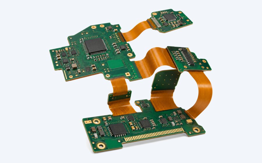 Representative panelized rigid-flex PCB for downstream assembly support