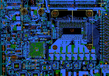PCB layout design file with routing, component placement and manufacturable board data