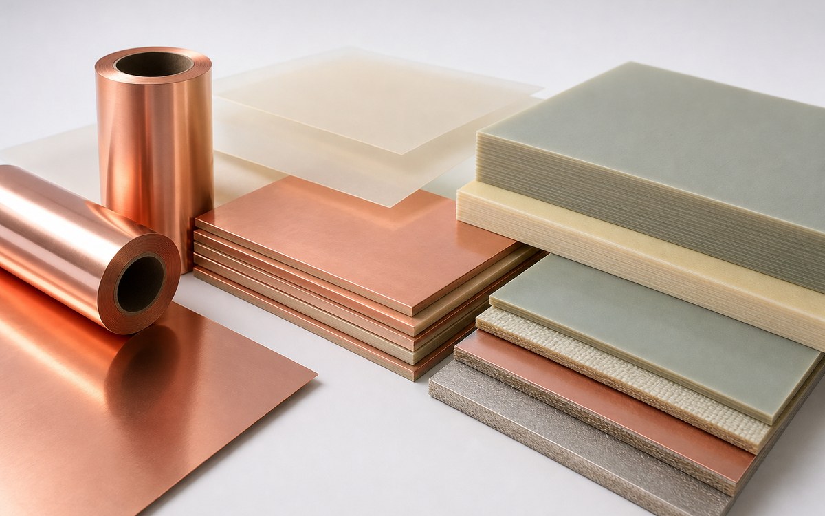 Raw copper foil prepreg and specialty PCB laminate materials