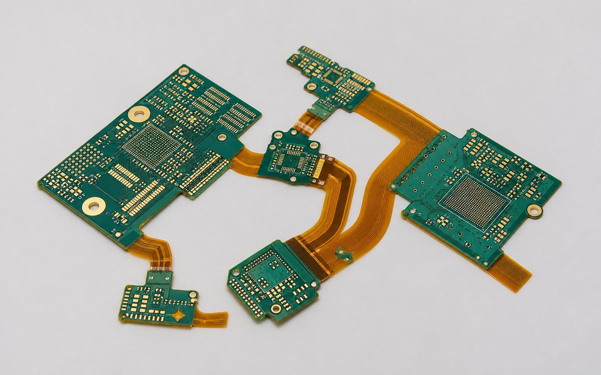 Rigid-flex PCB panel fabricated in-house