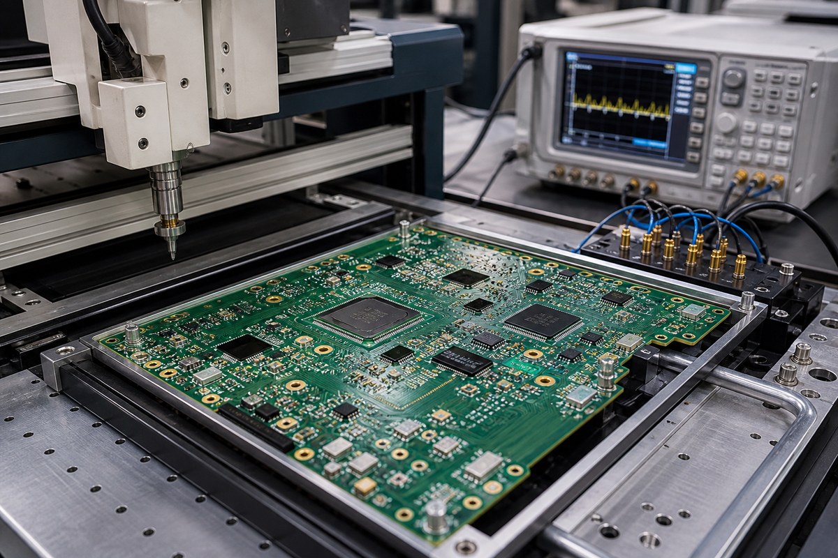 Close-up physical engineering view related to How We Assemble Circuit Boards into Controlled PCBAs