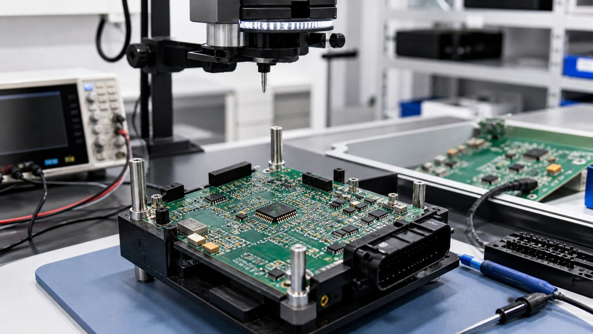 Physical PCB or PCBA engineering scene related to How We Inspect and Test Automotive PCBAs
