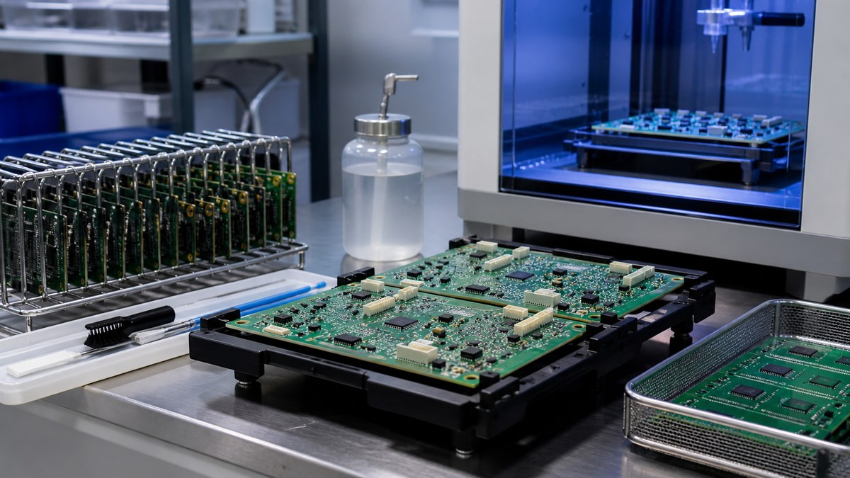 Physical PCB or PCBA engineering scene related to How We Control Cleanliness and Conformal Coating for Medical PCBAs
