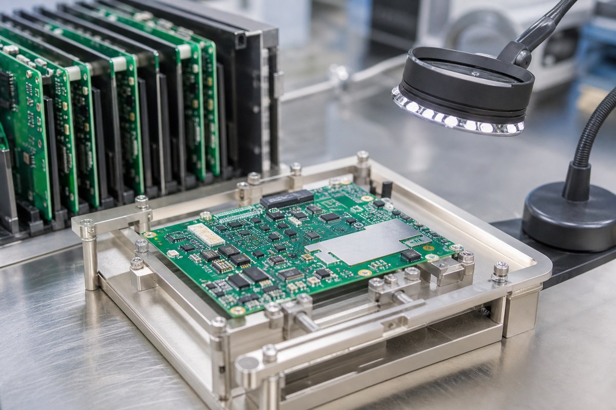 Close-up physical engineering view related to How We Control Component Lifecycle Changes in Medical PCBAs