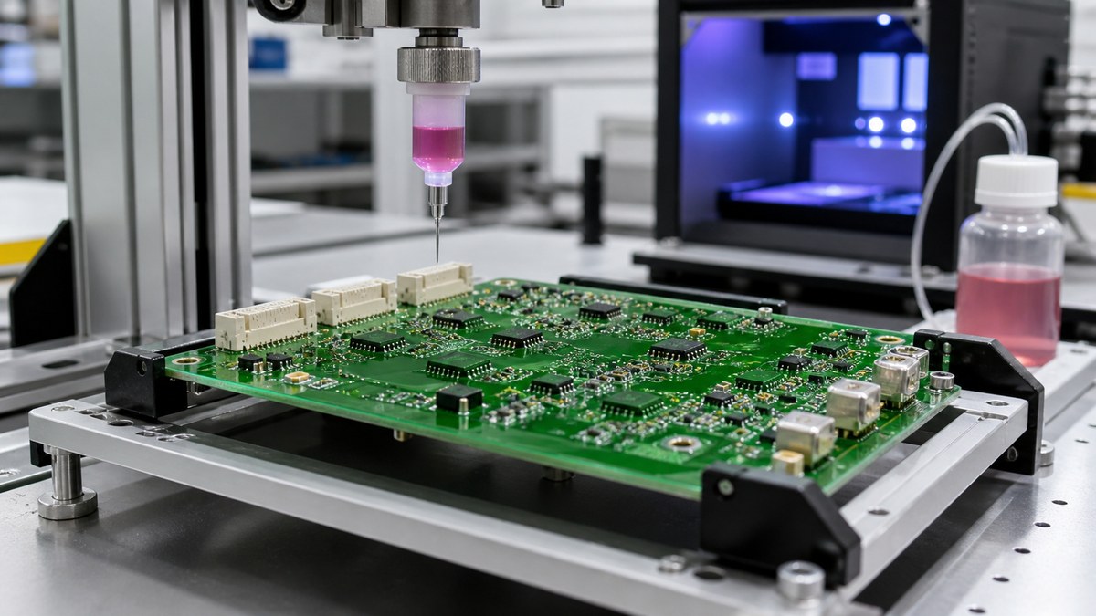 Physical PCB or PCBA engineering scene related to How We Control Conformal Coating for Harsh-Environment PCBAs