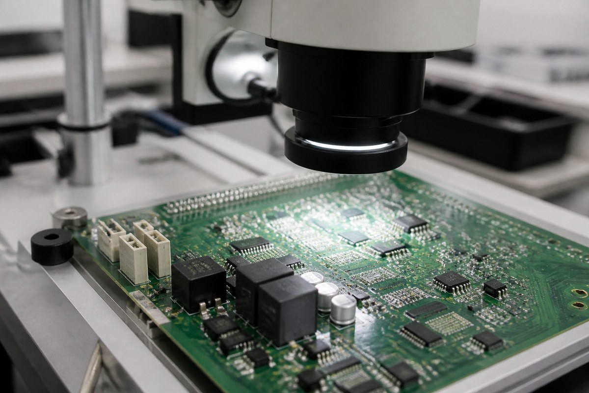 Close-up physical engineering view related to How We Move Industrial Control PCBAs Into Repeat Production
