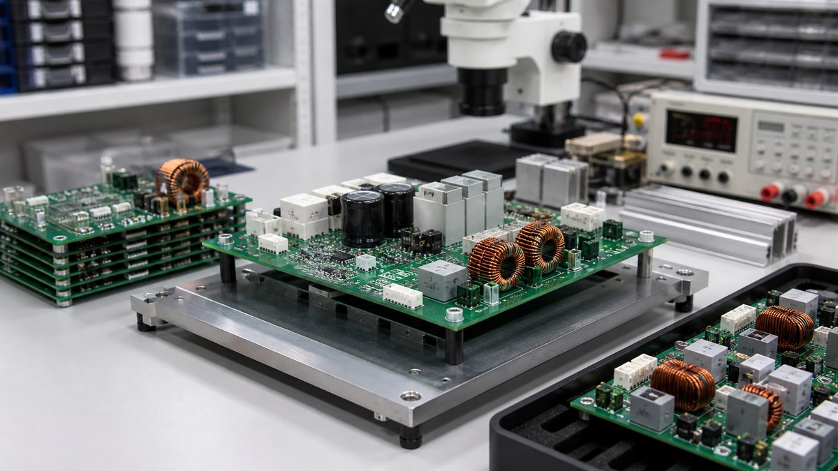 Physical PCB or PCBA engineering scene related to How We Move Power-Electronics PCBAs Into Repeat Production