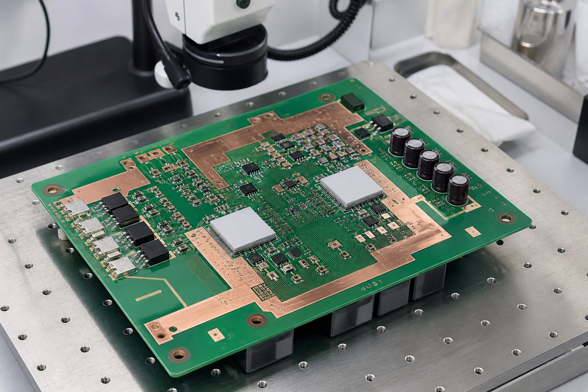 Close-up physical engineering view related to How We Manufacture Heavy Copper PCBs for Power and Thermal Requirements