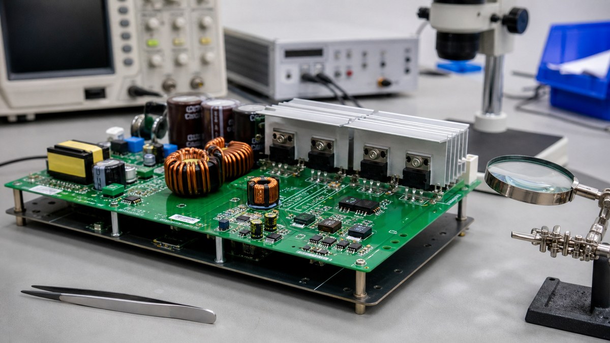 Physical PCB or PCBA engineering scene related to What We Check in a Power-Electronics PCB Layout