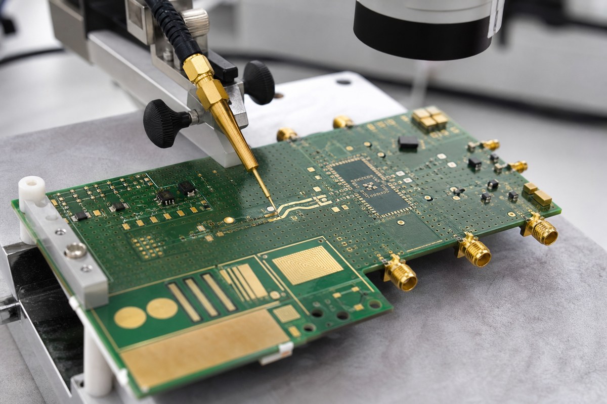 Close-up physical engineering view related to What We Check Before Releasing an RF PCB for Fabrication