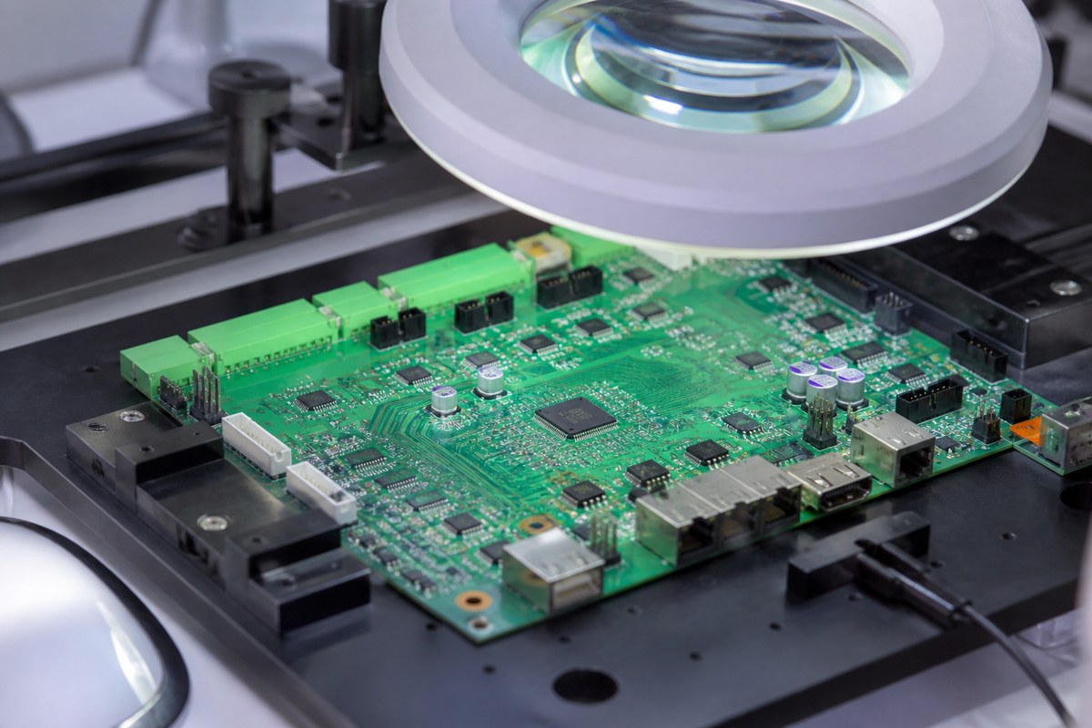 Close-up physical engineering view related to What We Check in a Robotics Control PCB Before Manufacturing