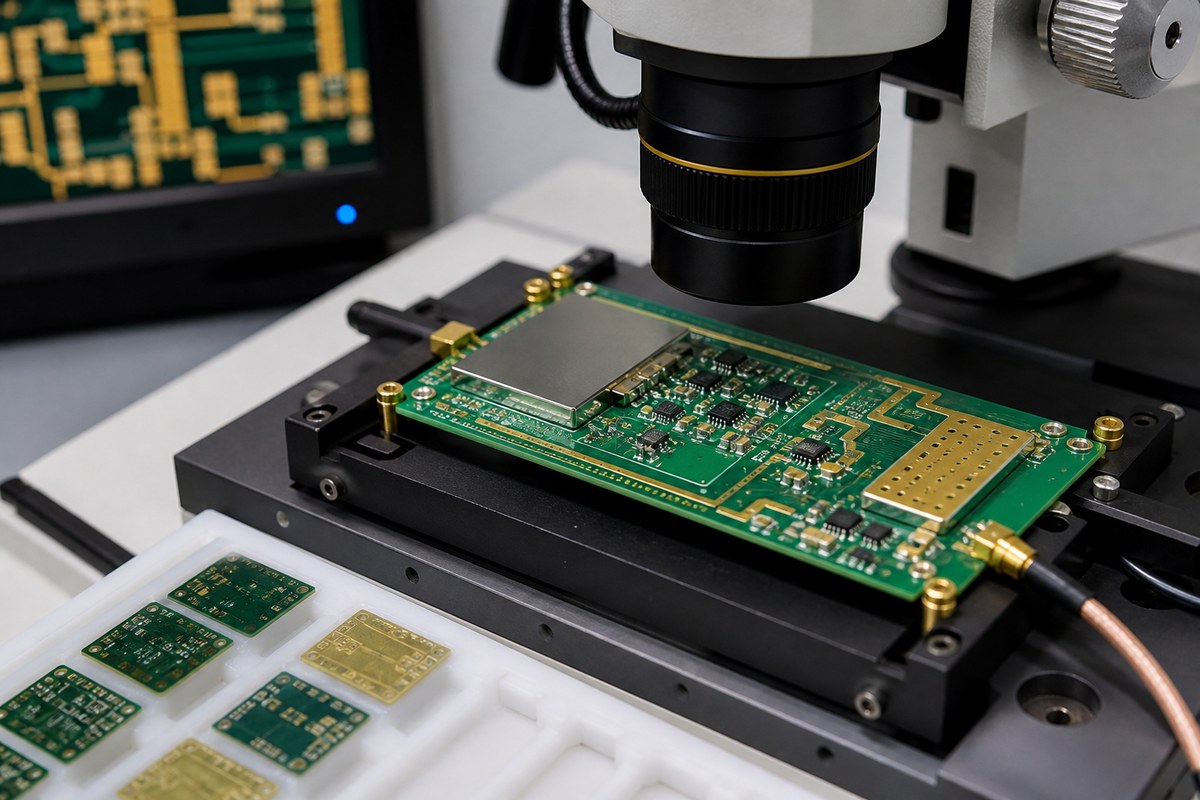 Close-up physical engineering view related to How We Inspect and Functionally Test Telecom PCBAs